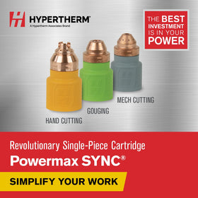 Hypertherm SmartSYNC 65A cartridge in action for efficiency.