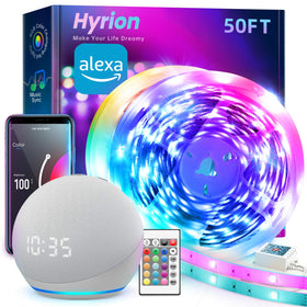 hyrion Smart LED Strip 50ft with WiFi for easy, vibrant room ambience.