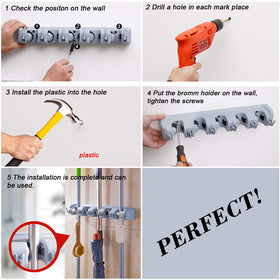 HYRIXDIRECT cleaning tool rack holds tools securely for quick access.
