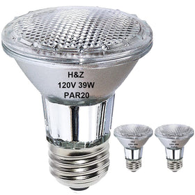 H&Z PAR20 flood bulb front view, two-pack, ready for recessed lighting