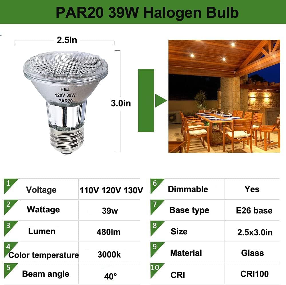 H&Z PAR20 flood bulb installed in recessed can lighting