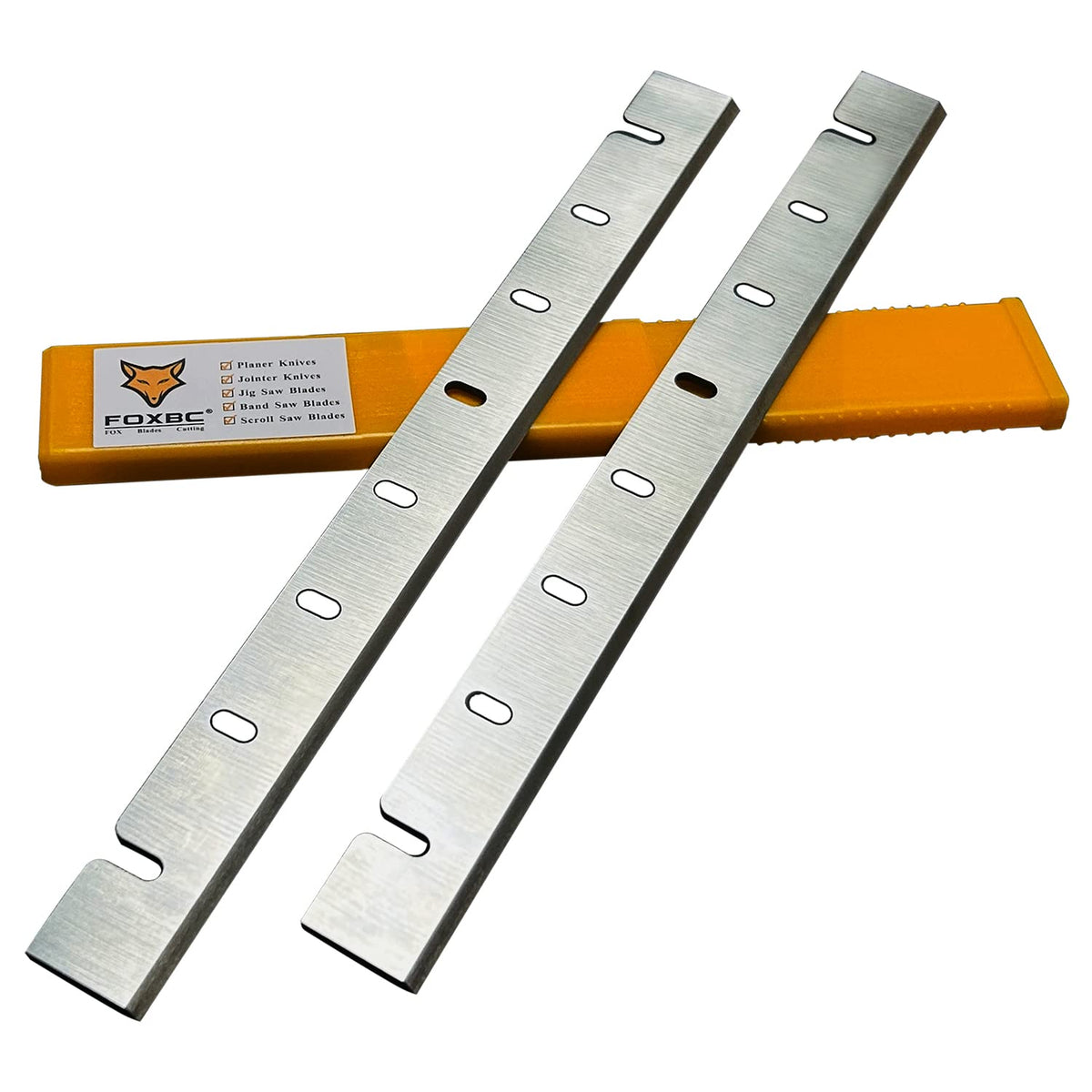 HZ twelve-and-a-half-inch planer blades in packaging, ready for replacement.