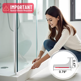 Hzetuu shower threshold water dam guard neutral color blends with bathroom decor.