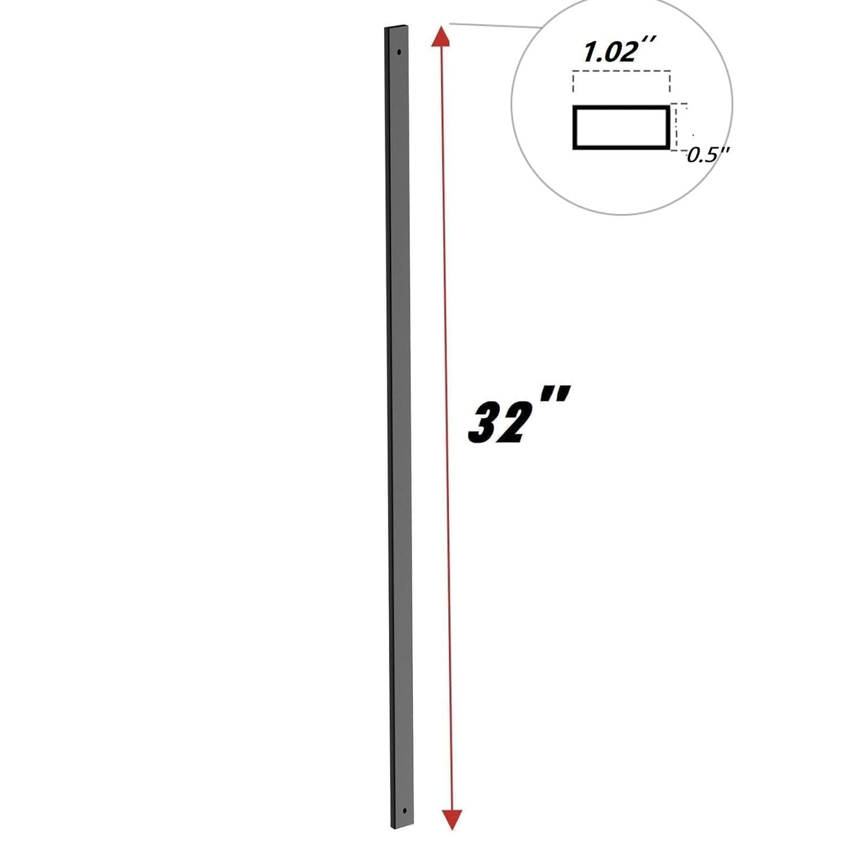 HZIU balusters with rectangular profile for strong wood or composite rails