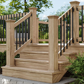 HZIU curved wave balusters add modern style to decks and porches.