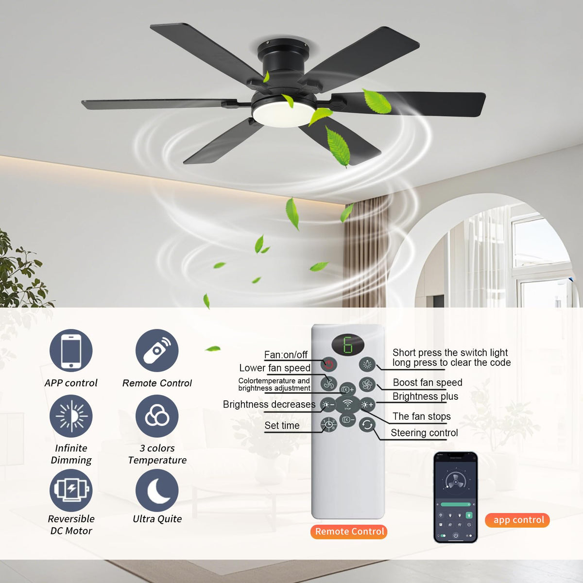 iacaf 52-inch outdoor-capable ceiling fan suitable for covered areas