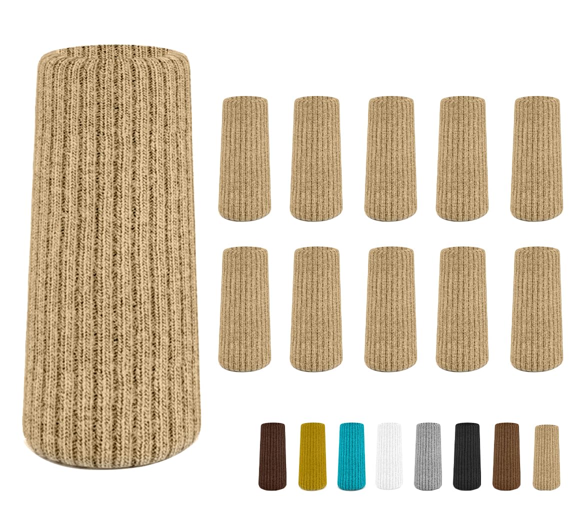 IAMZAY 16-pcs khaki chair socks protecting hardwood floors while fitting securely on legs
