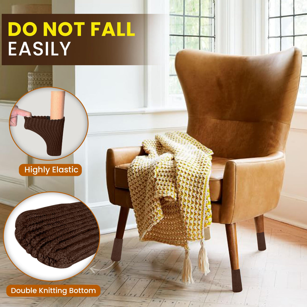 IAMZAY all-shapes fit chair leg socks on various furniture.
