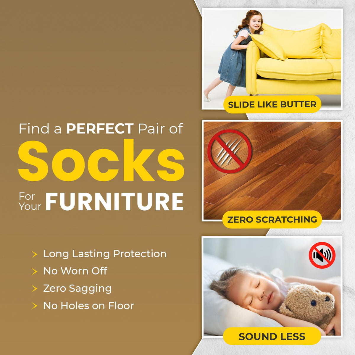 IAMZAY floor-protection chair socks reducing scratches on wood floors