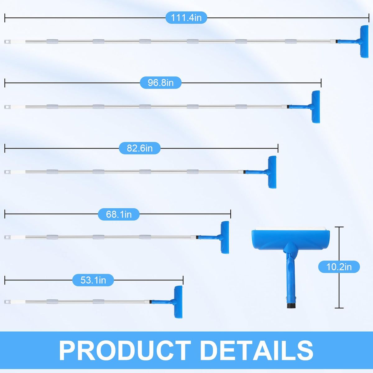 IAOVAW 9ft extension rod expands reach for tall ceilings and walls.