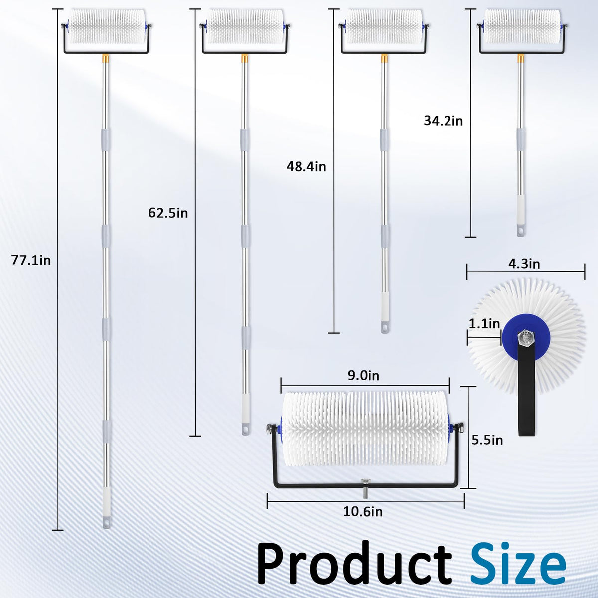 IAOVAW 77-inch extension pole ready for extended reach on floors