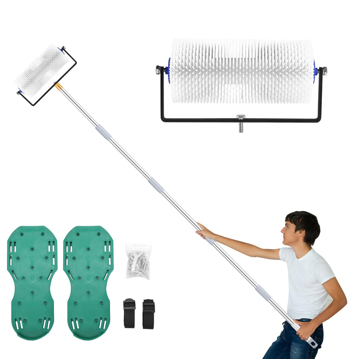 IAOVAW spike roller 9-inch in action for smooth self-leveling concrete work