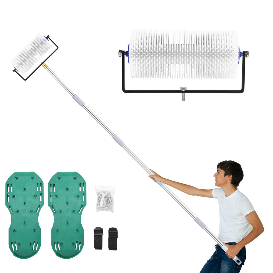 IAOVAW spike roller 9-inch in action for smooth self-leveling concrete work