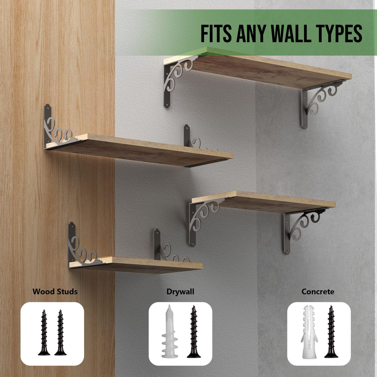 IARTOPS heavy-duty iron L brackets provide reliable support for DIY shelves