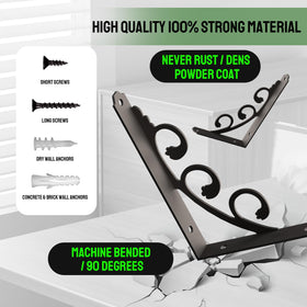 IARTOPS L shelf brackets in matte black finish enhance wall installation aesthetics