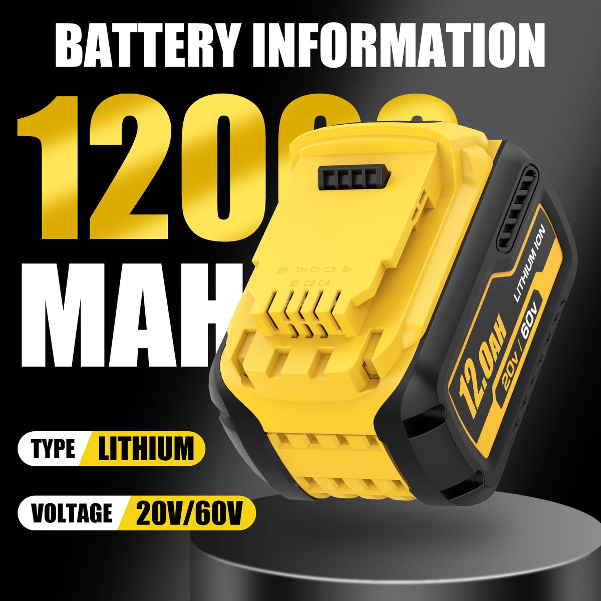 Ibanti 12000mAh DCB612-2 battery side ports for secure connections.