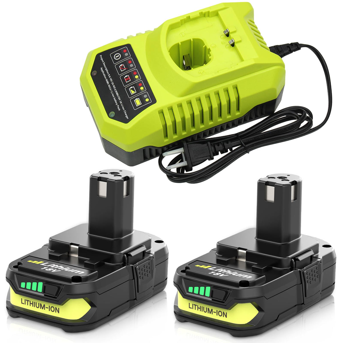Ibanti two-pack 3600mAh P102 battery for Ryobi 18V tools