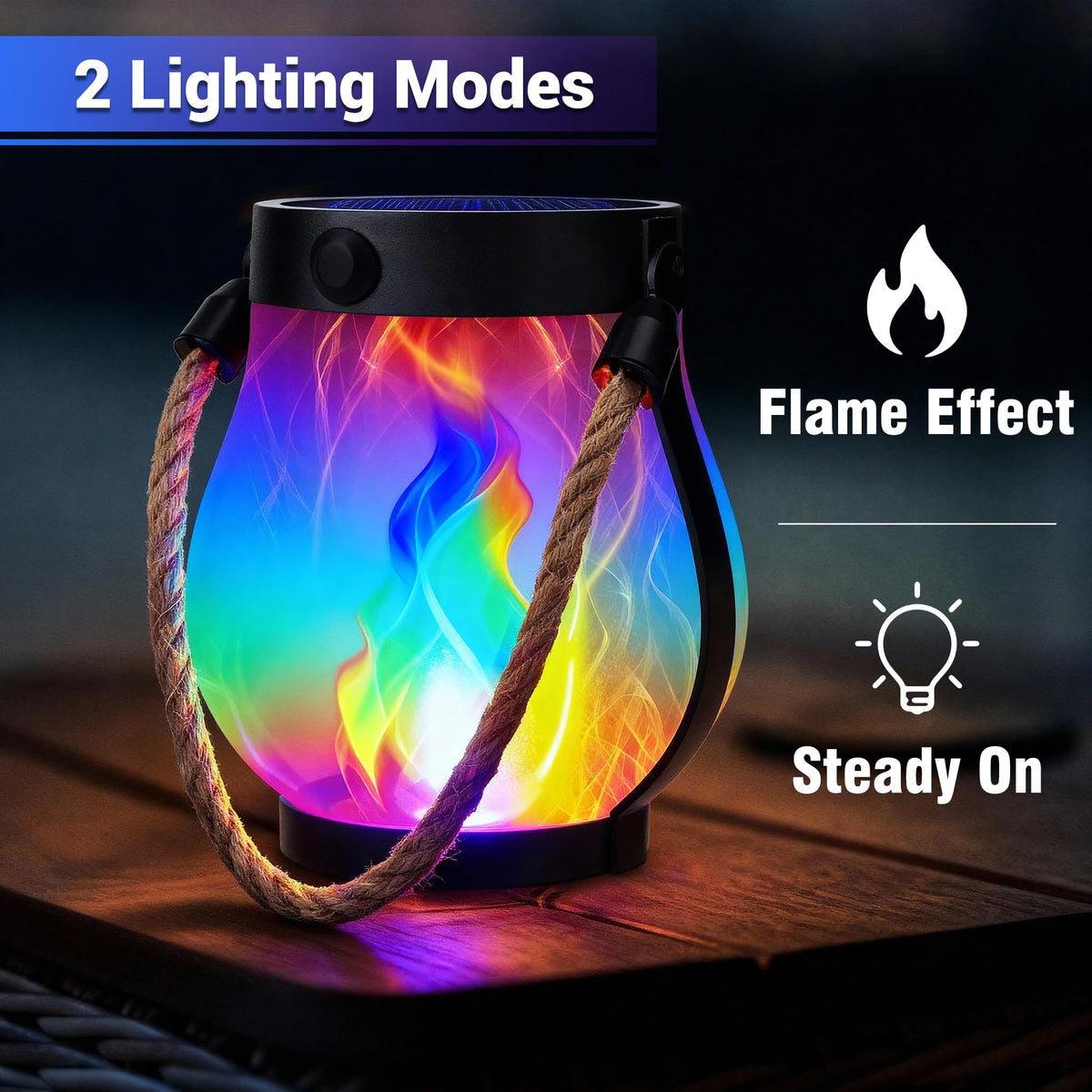 iBaycon outdoor lantern shows two modes for versatile décor.