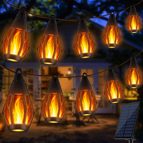 iBaycon solar flame light shows easy ground setup for the backyard