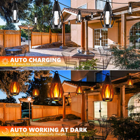 iBaycon solar flame light decorates garden and patio with soft illumination