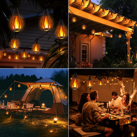 iBaycon solar flame light emits a warm white glow for outdoor evenings
