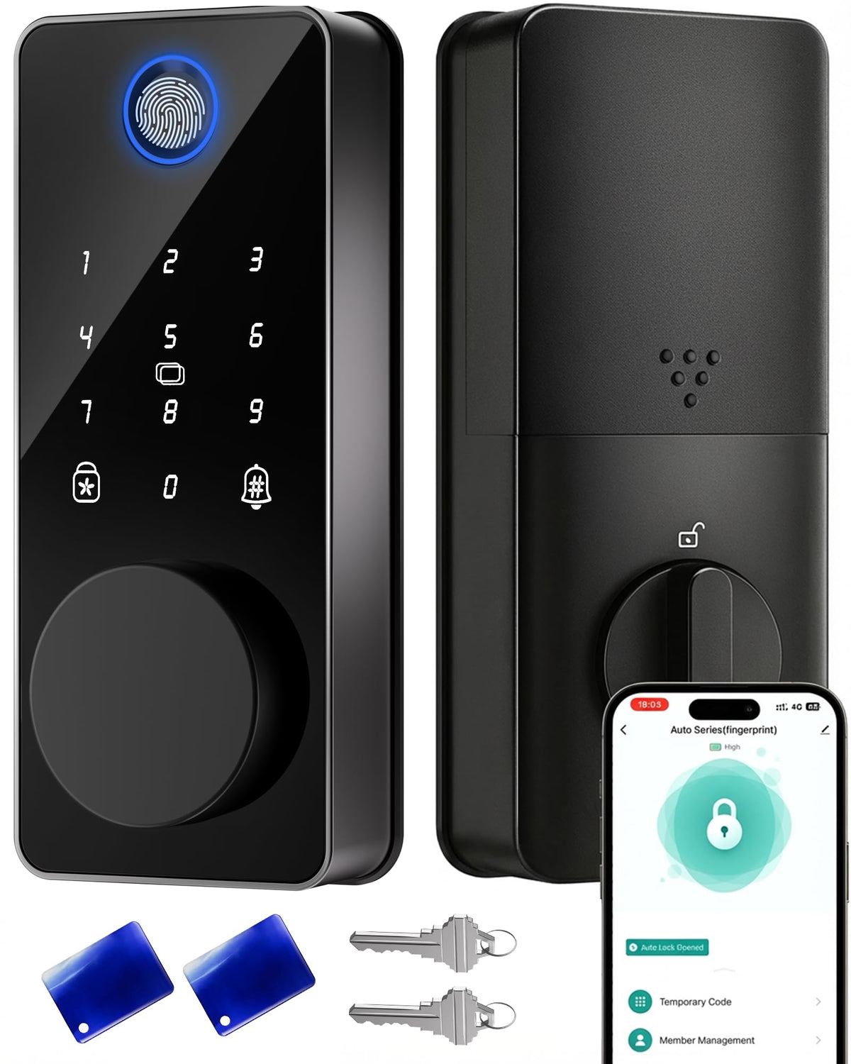 IBLOG Smart Deadbolt fingerprint front-door entry is fast and secure.