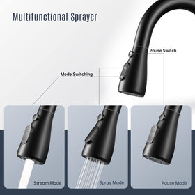 IBOFYY faucet offers 360-degree rotation for complete sink access during cleanup.