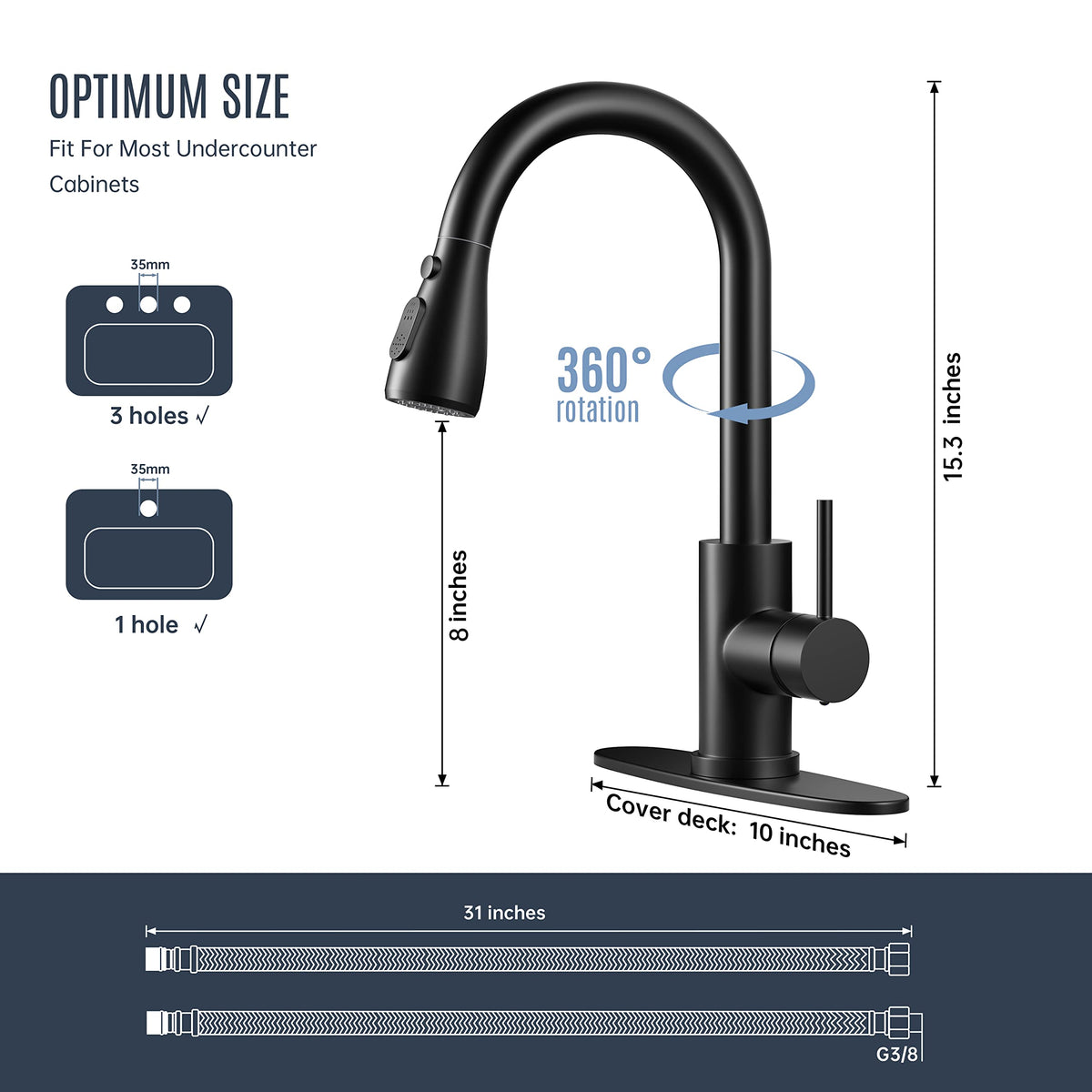 IBOFYY high-arc design provides ample clearance for large pots and rinse tasks.