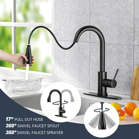 IBOFYY 23-inch pull-out hose reaches every corner of the sink for thorough washing.