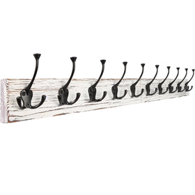 IBosins 34-inch coat rack wall mount in vintage white finish keeps coats organized at the entry.