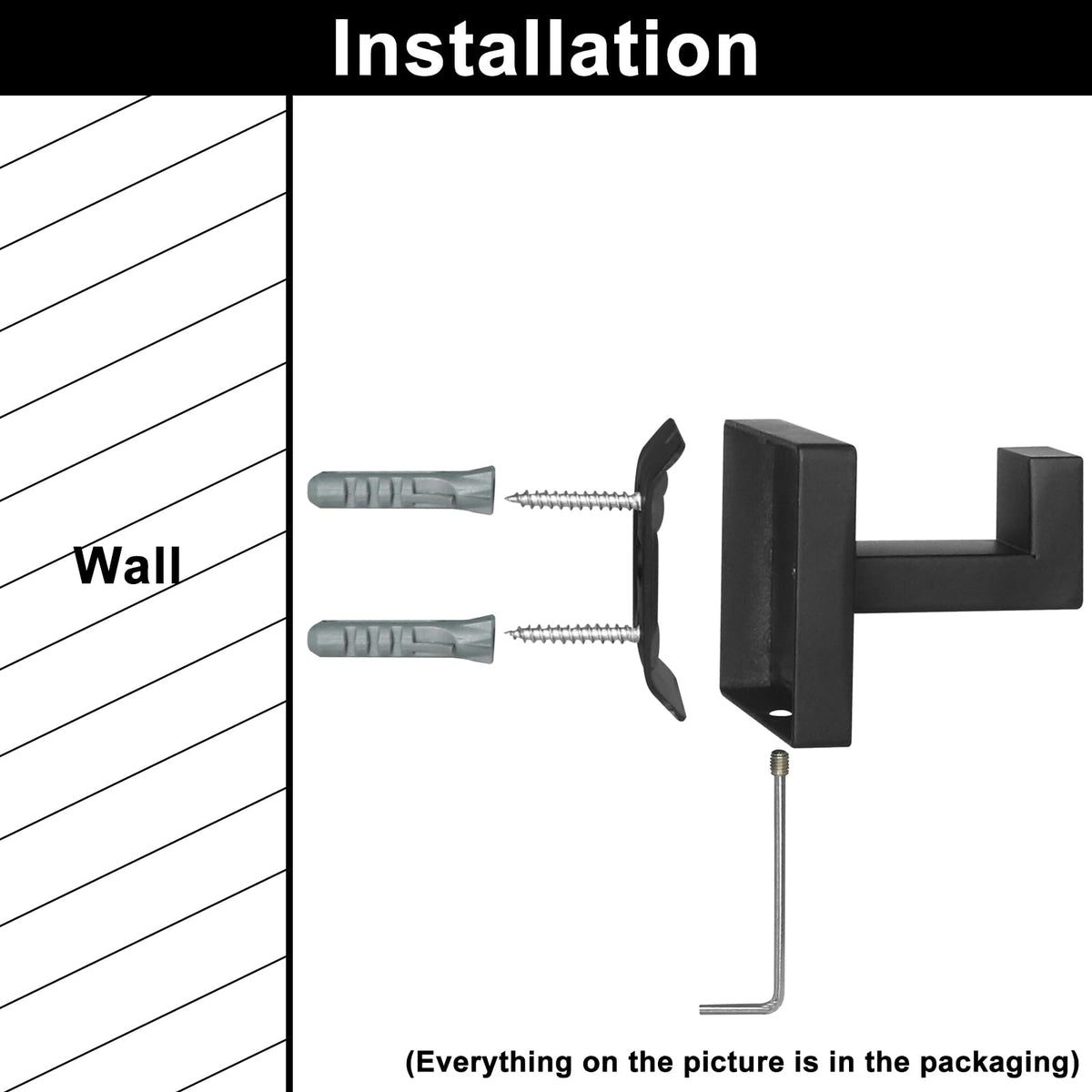 IBosins matte black wall hanger ready for quick installation.