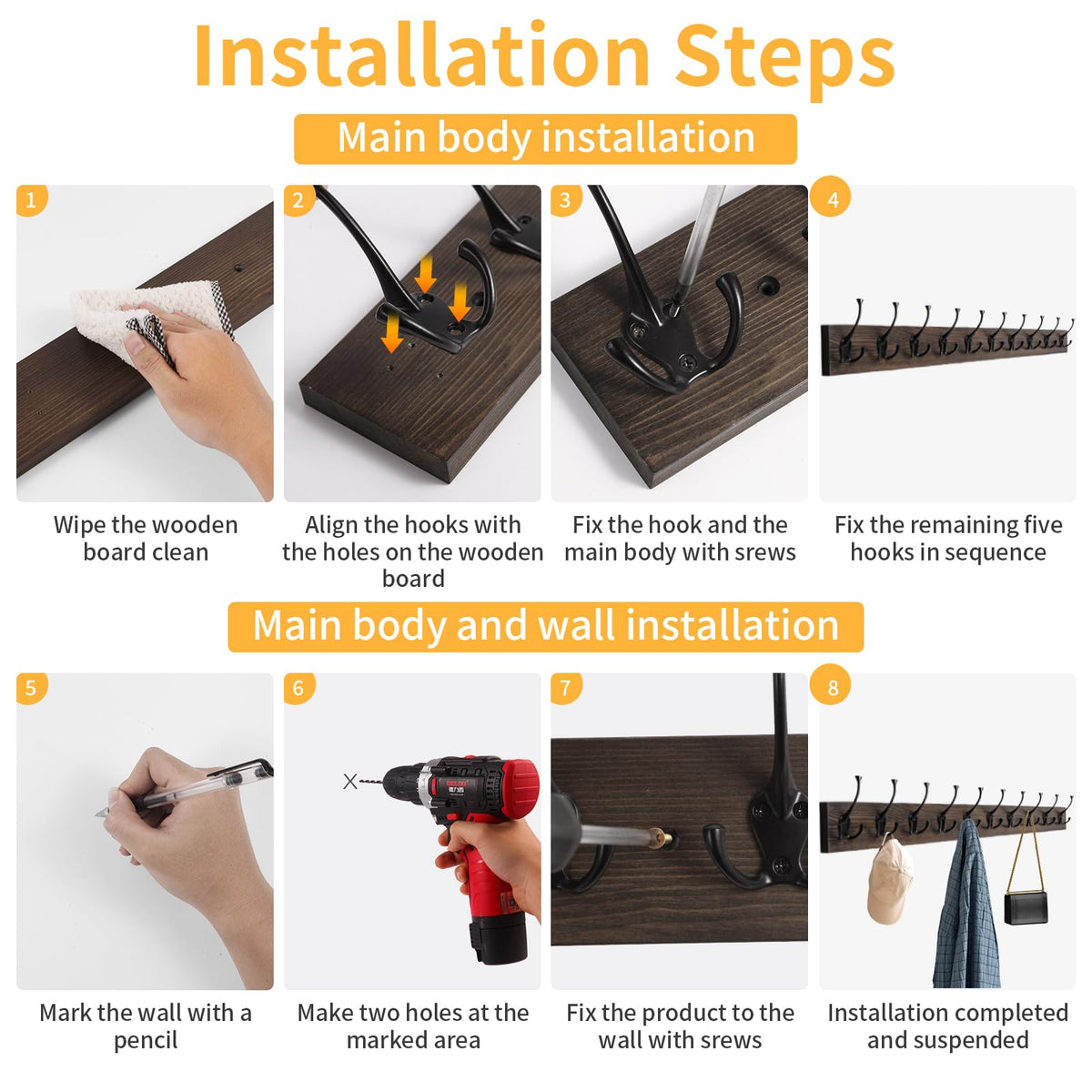 IBosins packaging includes screws, anchors and installation instructions.