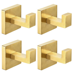 IBosins square brushed-gold towel hook 4-pack mounted on wall for towels