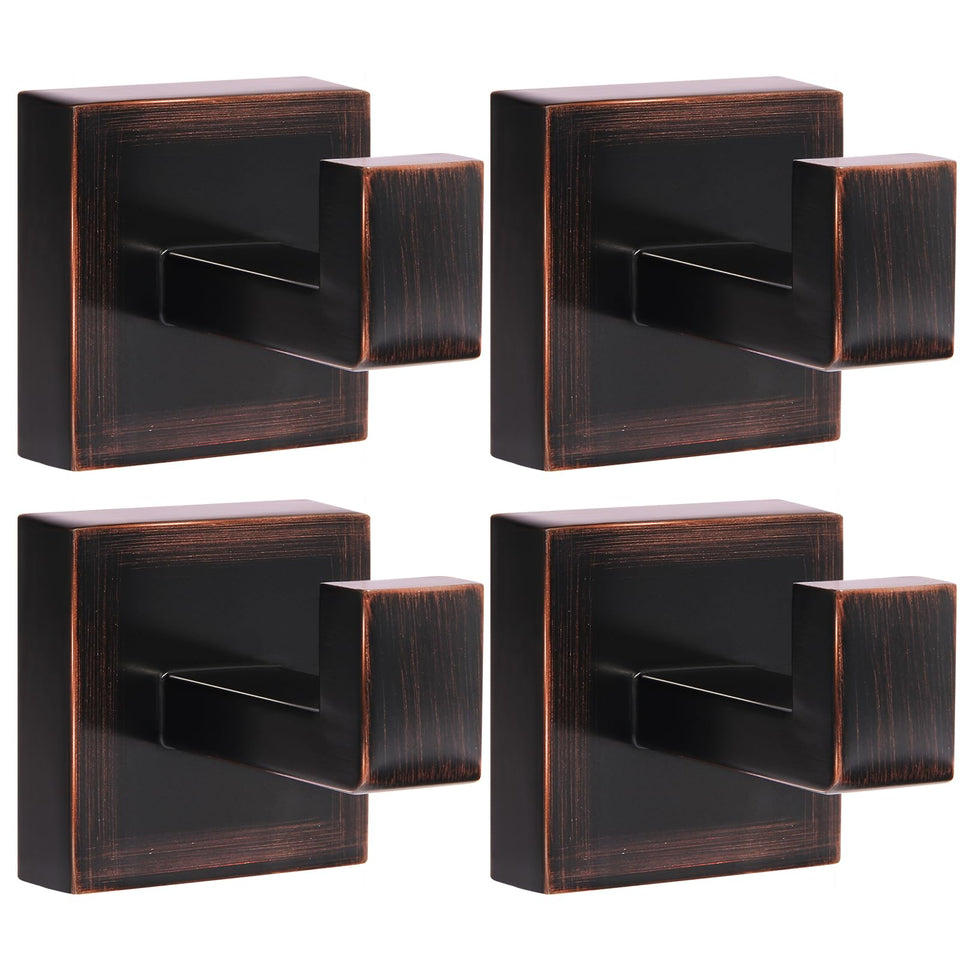 IBosins four-pack square red antique bronze towel hooks for bathroom walls
