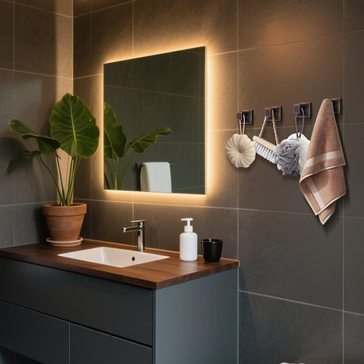 IBosins wall-mounted hooks suit retro bathroom decor