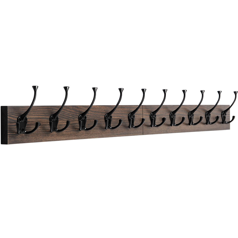 IBosins wall-mounted coat rack with 10 hooks organizes your entryway.