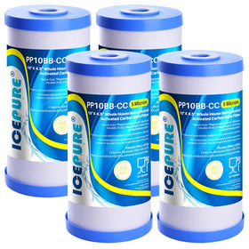 ICEPURE 5-micron filter cartridge visual showing compact whole-house filtration