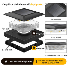 Icerona 4x4 solar post cap light on a deck edge providing soft perimeter lighting.
