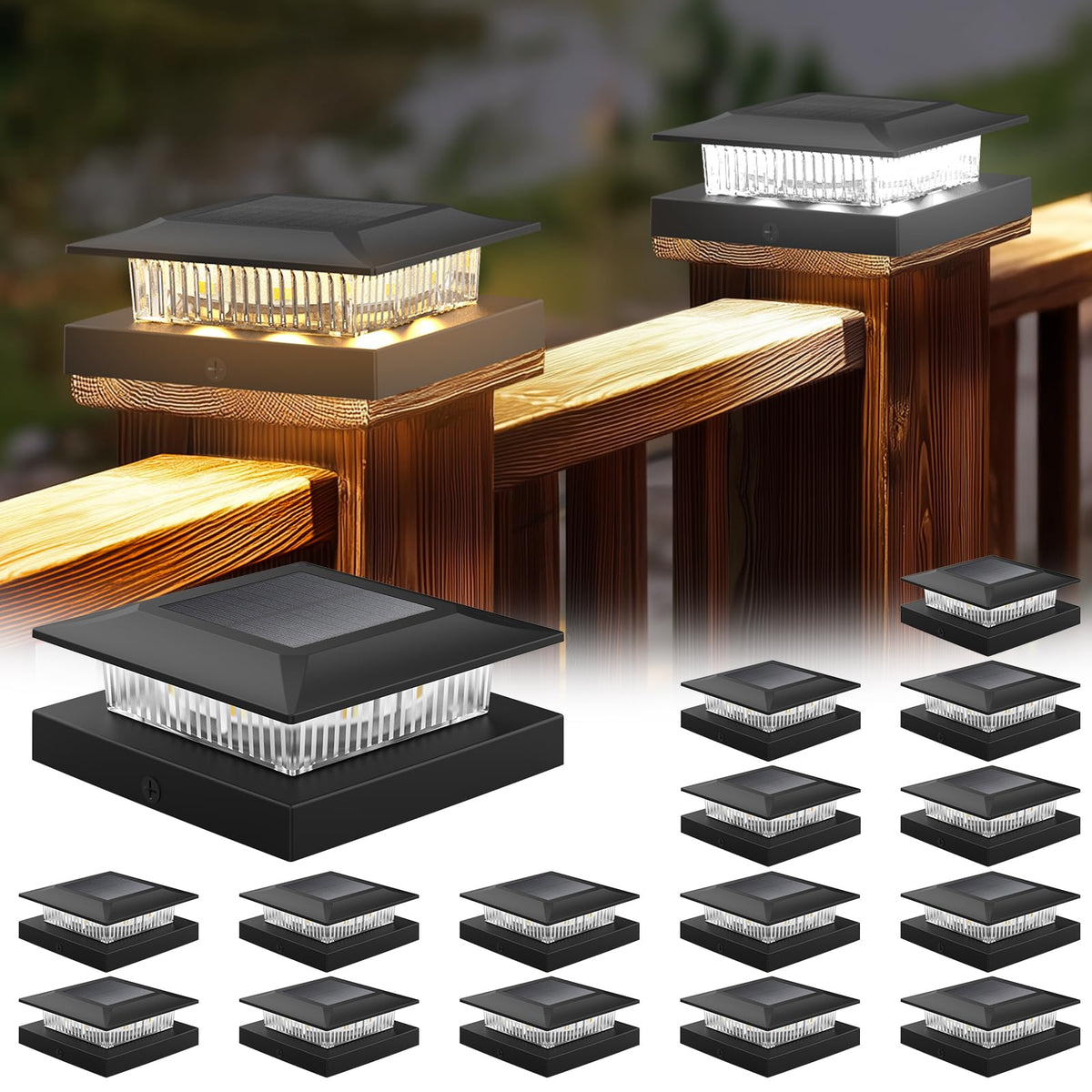 Icerona 4x4 solar post cap light with warm white glow for cozy nights