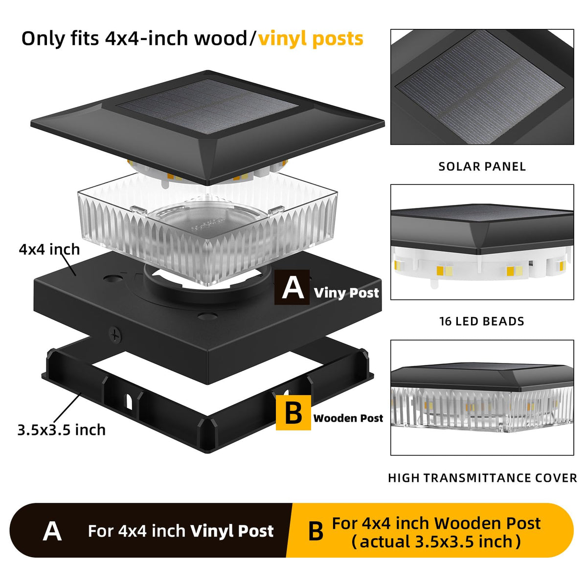 Icerona post cap light showing easy tool-free installation