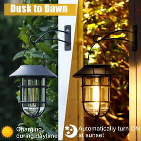 Icerona solar lantern glows automatically at sunset, lighting pathways safely.
