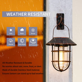 Icerona wall-mount lantern with hooks in bronze for easy outdoor installation