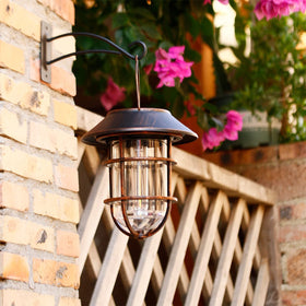 Icerona waterproof metal lantern in bronze withstands weather while lighting pathways