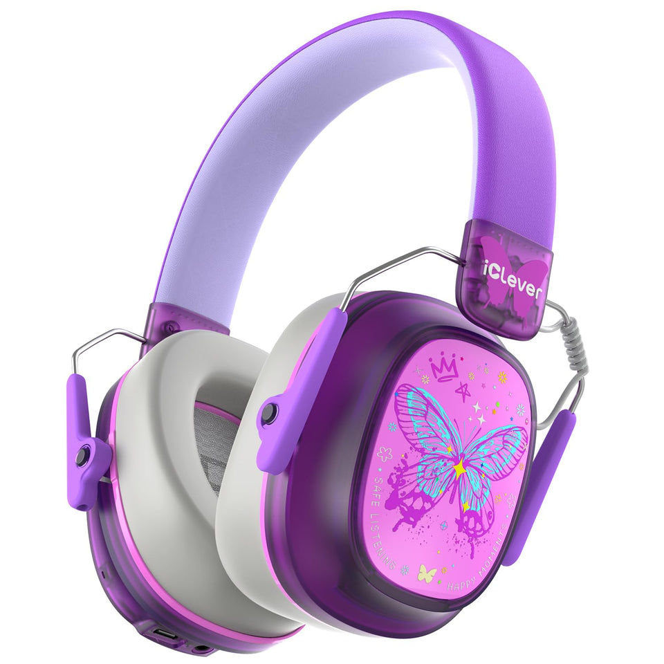iClever noise cancelling headphones for kids folded for travel and storage