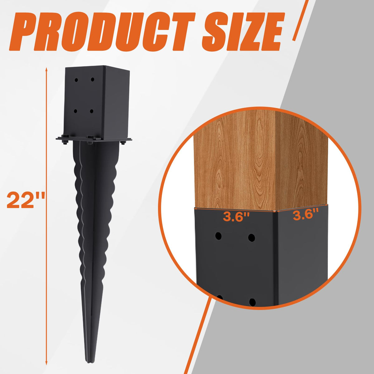 ICokin 22-inch ground spike anchors a post into soil for stability