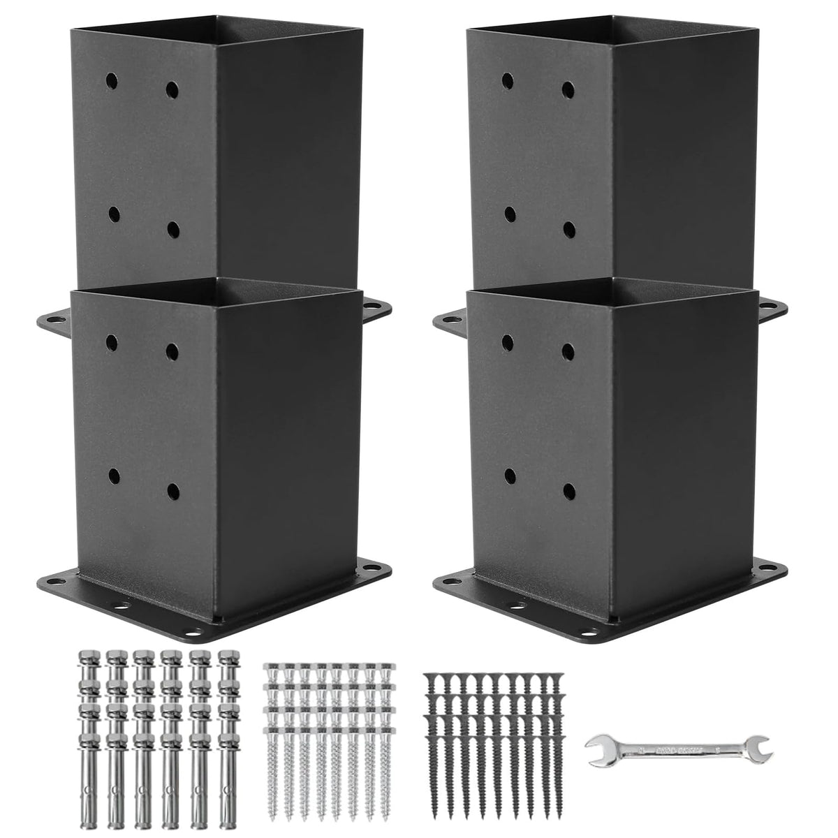 ICokin 4x4 post base assembly demonstrates sturdy powder-coated steel for outdoor mounting