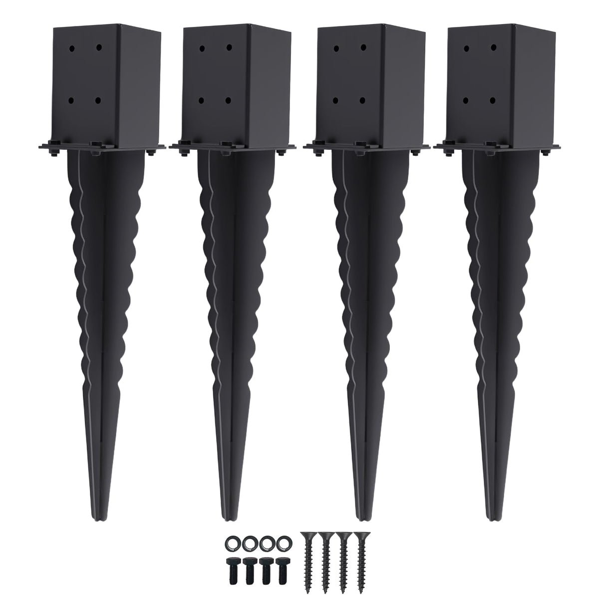 ICokin fence post base anchor 4x4 with black finish provides sturdy outdoor support