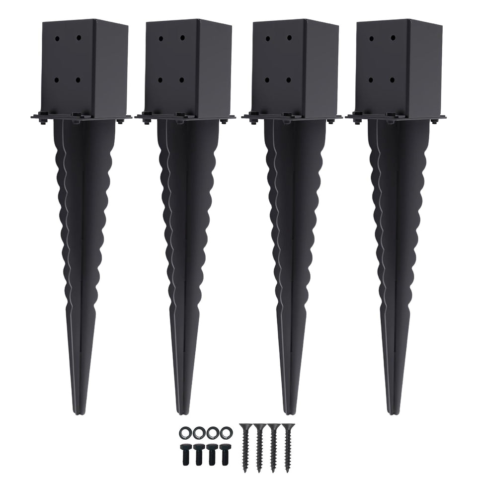 ICokin fence post base anchor 4x4 with black finish provides sturdy outdoor support