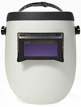 Iconic Weld helmet front view showcasing compact protection and balance