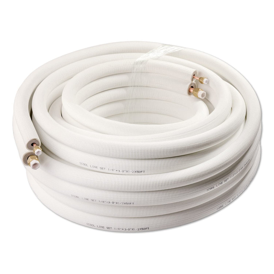 ICOOL 50ft mini split line set with flared nuts for easy installation